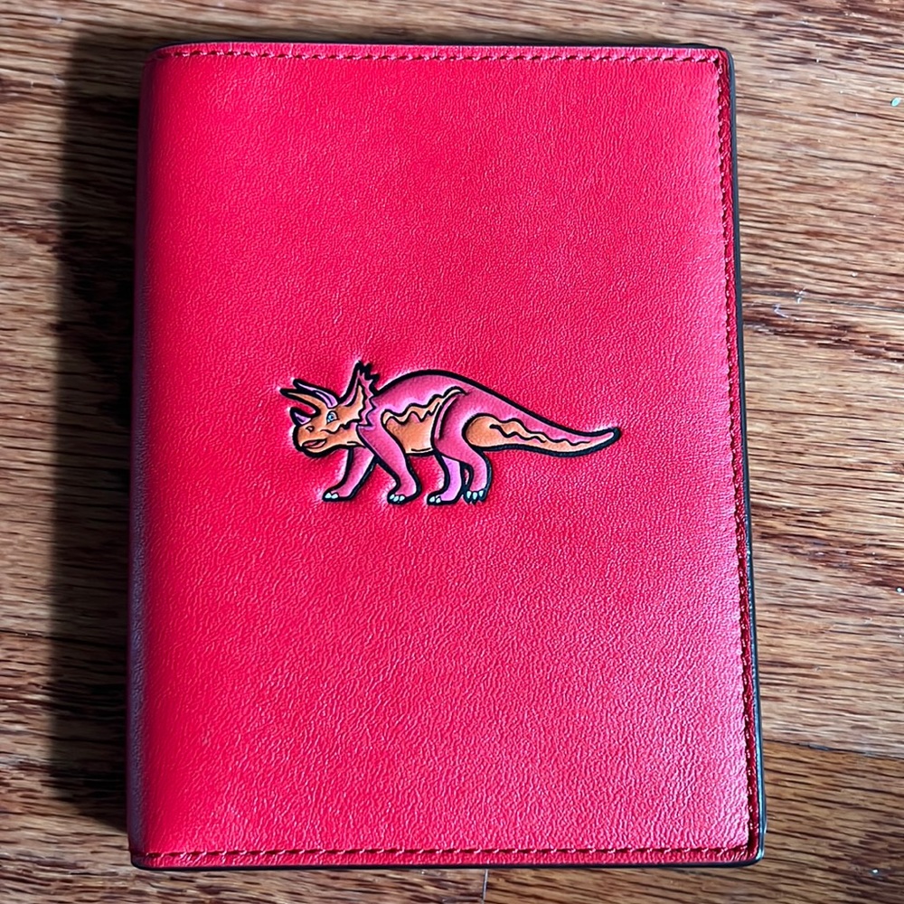 Rare Excellent Coach Beast Red Triceratops Passport Wallet